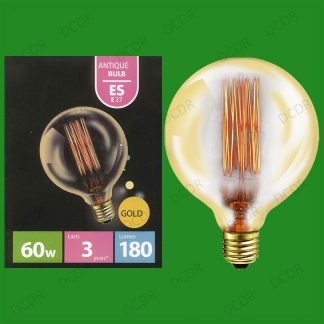 4x 60W Antique Vintage Gold G125 Dimmable Globe Light Bulbs Screw ES E27 Lamps