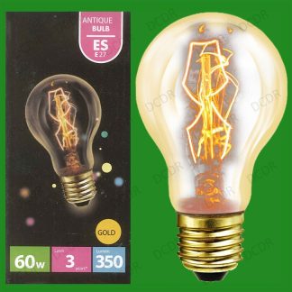 10x 60W Antique Vintage Gold GLS Dimmable Light Bulbs Edison Screw ES E27 Lamps