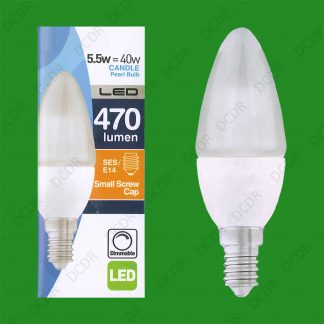 6x 5.5W (=40W) Dimmable LED Pearl Candle, SES E14 Low Energy Light Bulb Lamps