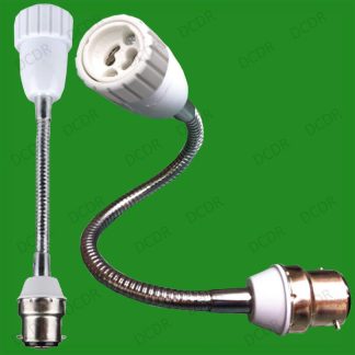 8x 350mm Bayonet To GU10 Flexible Lamp Holder Orientational Light Bulb Extension