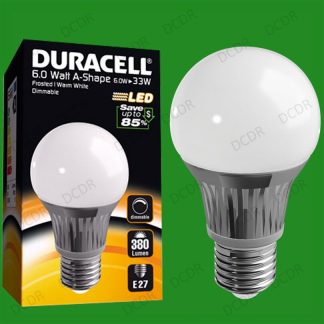 10x 6W Dimmable Duracell LED Frosted GLS Globe Instant On Light Bulb ES E27 Lamp