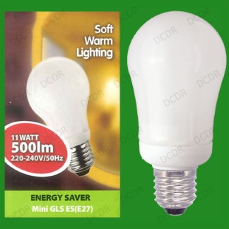 8x 11W Warm White Low Energy Power Saving CFL Mini GLS Light Bulb E27 Screw Lamp