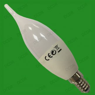 50x 6W E14 SES Daylight White 6500K LED Bent Tip Candle Light Bulb Lamp