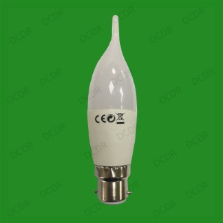 50x 6W BC B22 6500K Daylight White LED Bent Tip Candles, Low Energy Light Bulbs