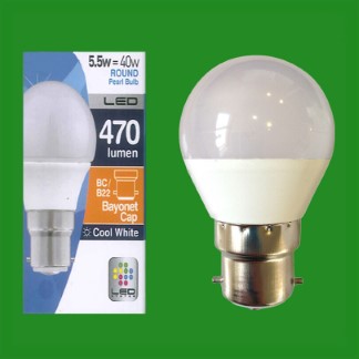 50x 5.5W 4000K Cool White LED Ultra Low Energy Pearl Golf Light Bulb BC B22 Lamp