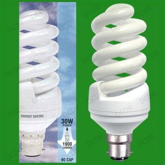 12x 30W (=150W) Daylight 6400K SAD White Light Bulbs Low Energy CFL BC B22 Lamps