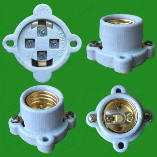 4x Glazed Ceramic Porcelain E27 Surface Mountable Heat Lamp Light Bulb Holder