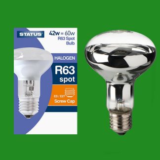 2x 42W (=60W) Halogen R63 Dimmable Clear Reflector Spot Light Lamp ES E27 Bulb