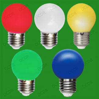 50x Assorted Pack Coloured E27 LED Light Bulbs Golf Ball ES Festoon Party Lamps
