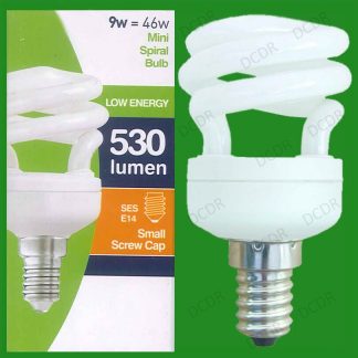 4x 9W Low Energy CFL Mini Spiral Light Bulbs SES Small Screw E14 Chandelier Lamp