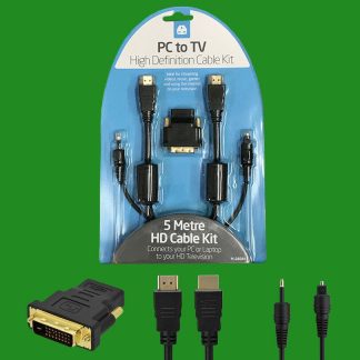5m HD High Definition Cable Kit PC to TV Streaming Laptop Music Games Connector