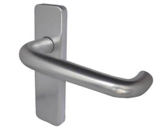 1x Satin Aluminium Anodised Round Bar Lever Latch Door Handles With Spindle