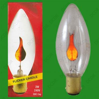 6x 3W Clear Flicker Flame Candle Light bulbs, SBC, B15, Decorative Lamps