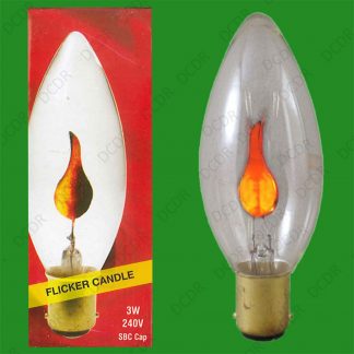 70x 3W Clear Flicker Flame Candle Light bulbs, SBC, B15, Decorative Lamps