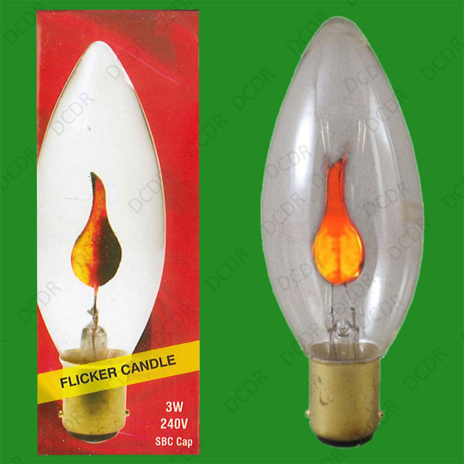 3x 3W Clear Flicker Flame Clear Candle Neon Light bulbs SBC B15 Decorative Lamp 
