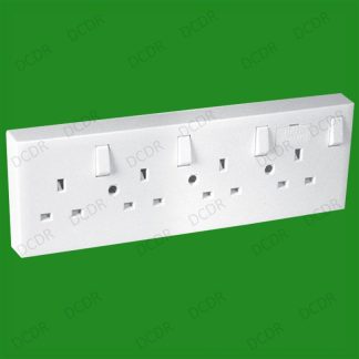 Mains Switched Wall Converter Socket 1 or 2 to 4 Gang, 13A Fused, UK 3 Pin White