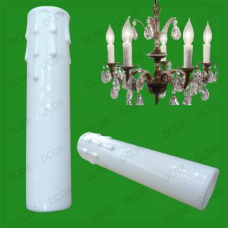4x White Drip Candle Wax Effect Chandelier Light Bulb Cover Sleeve 150mm x 32mm
