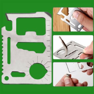 11 In 1 Stainless Steel Credit Card Multi Tool Outdoor Camping Survival Kit