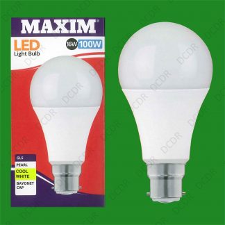 2x 16W (=100W) GLS BC B22 A70 LED Light Bulb Lamp, 4000K Cool White 1520Lm