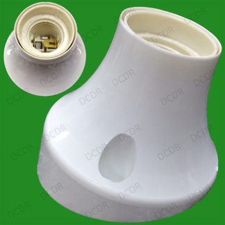 Edison Screw Angled White Batten Ceiling Lamp Holder, ES E27 Light Bulb Socket