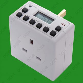 1x Digital Mains Programmable LCD Plug Through Timer Switch, 12 / 24 Hour 7 Day