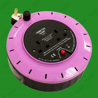 Violet 2 Gang 10m Extension Lead Reel 10 Amp 2 Way Socket Safety Thermal Cut Off