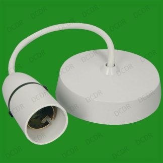 10x 9" White Ceiling Rose Flex Pendant Light Kit, Bayonet, BC, B22, Lamp Fitting